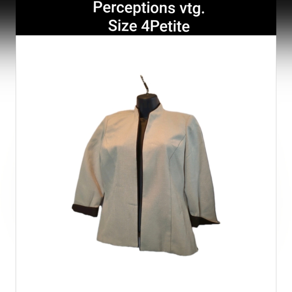 Vintage Perceptions Blazer Women 4P Open Front Professional Office/Girl Friday